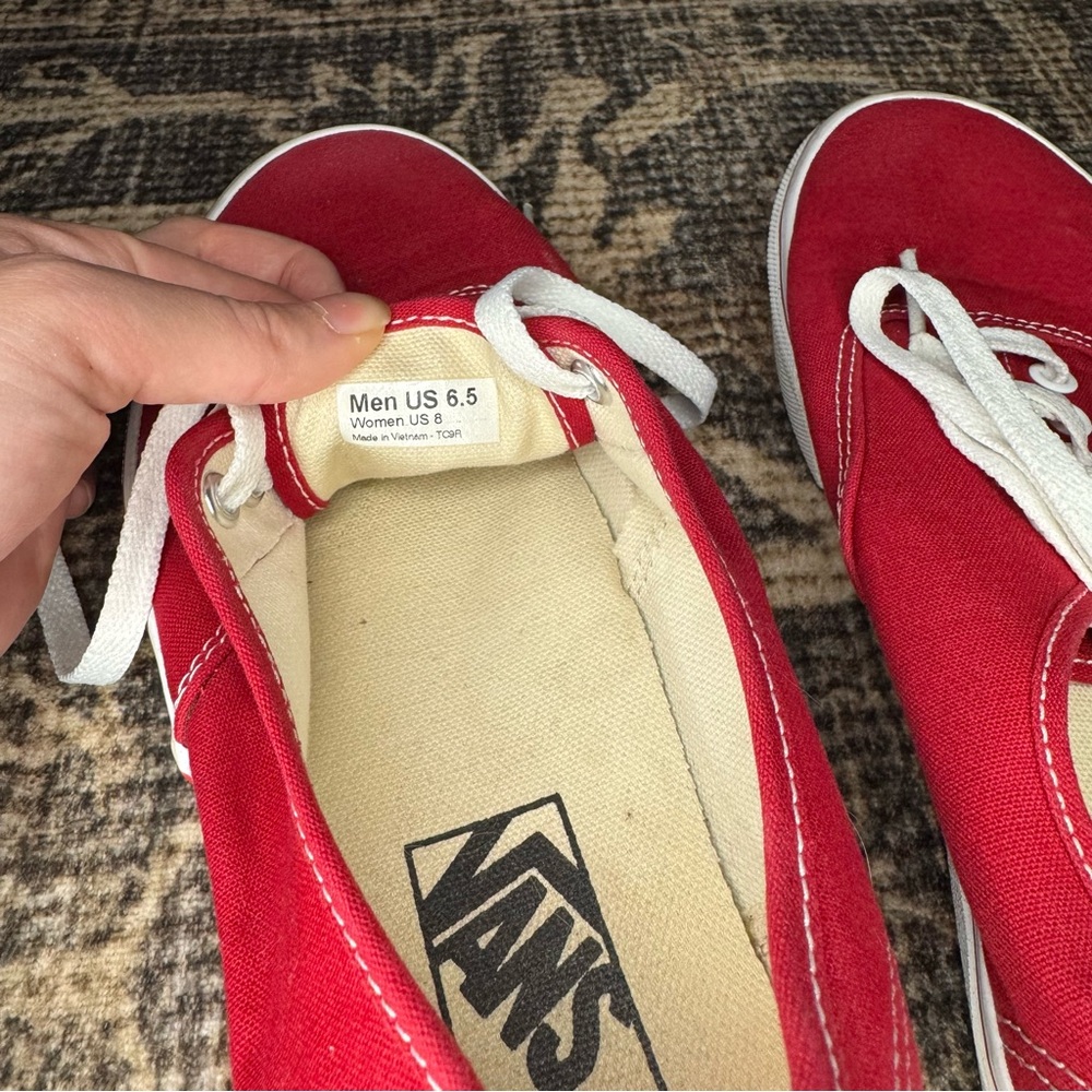 Vans Red Canvas Lace-Up Sneakers - Picture 6 of 6